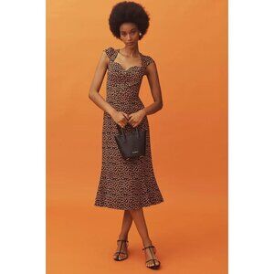 NWT Anthropologie Cecily Fit & Flare Sweetheart Dress L Black Red Grapes